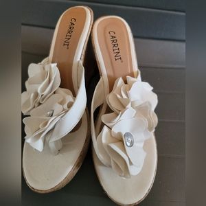 Wedge Sandal Flower Motif Top